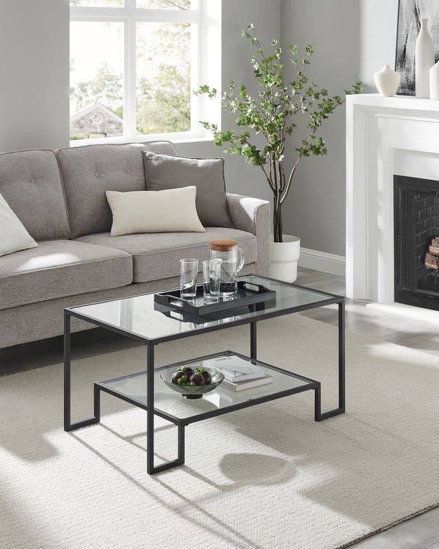 Songmics VASAGLE Couchtisch aus Hartglas mit Stahlgestell Riesige Rabatte