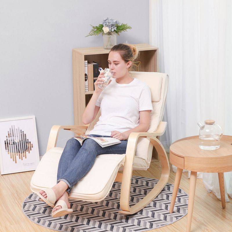 Songmics SONGMICS Schaukelstuhl mit stabilem Birkenholzgestell 50% Rabatt mit kostenlosem Versand
