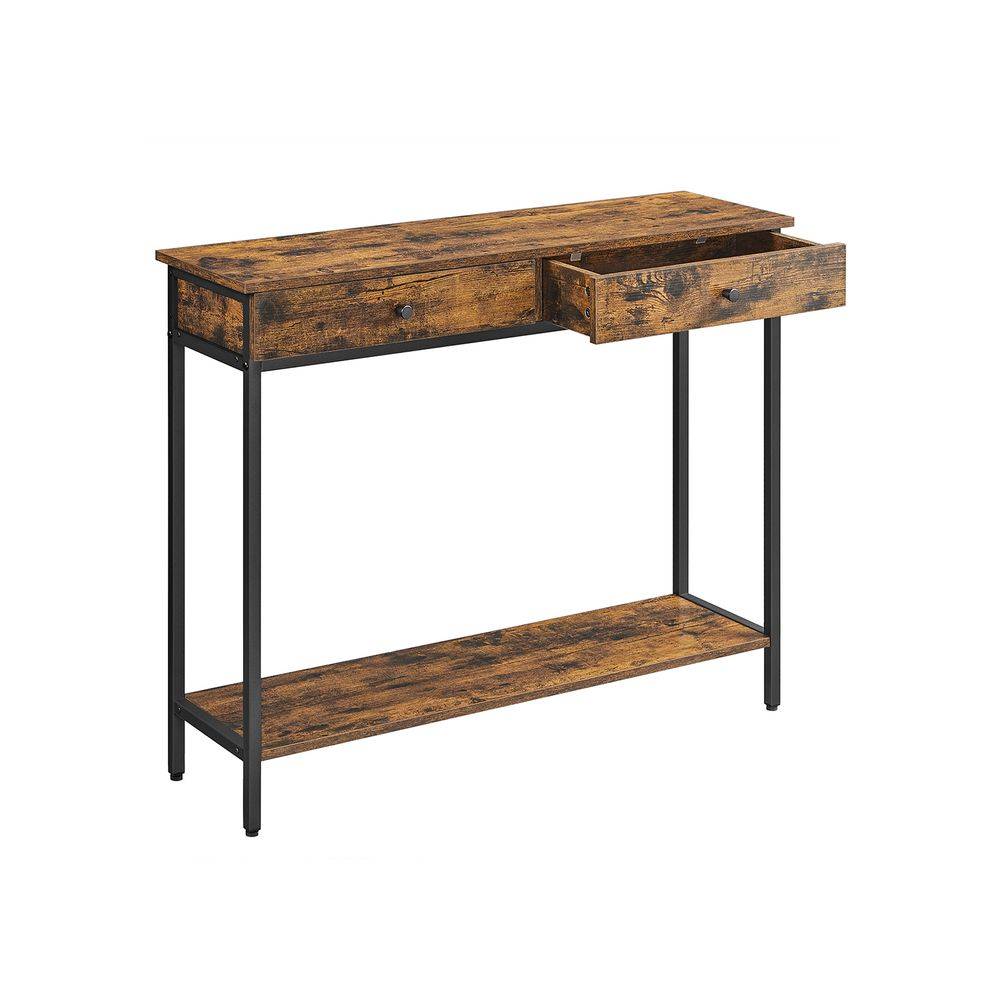 Songmics VASAGLE Konsolentisch mit 2 Schubladen und Stahlgestell vintagebraun-schwarz