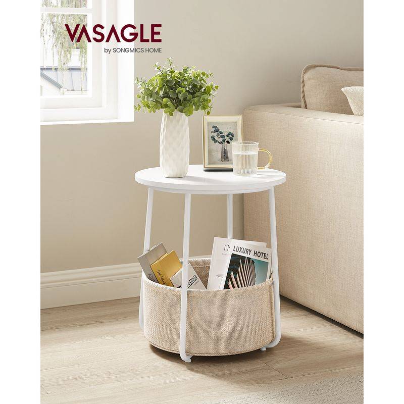 Songmics VASAGLE Beistelltisch rund mit Korb aus Stoff Discount Store für neue Produkte