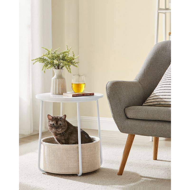 Songmics VASAGLE Beistelltisch rund mit Korb aus Stoff Discount Store für neue Produkte