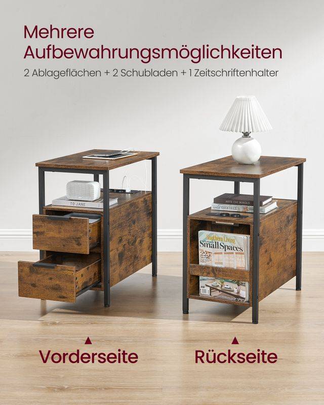 Songmics VASAGLE Beistelltisch mit Steckdosenleiste Clearance-Verkauf