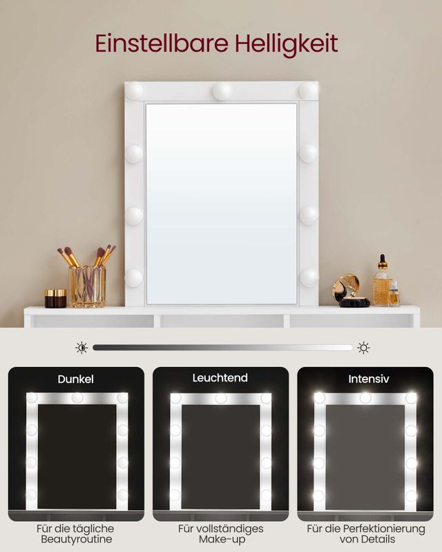 Songmics VASAGLE Schminktisch mit LED-Beleuchtung modern weiß Angebote
