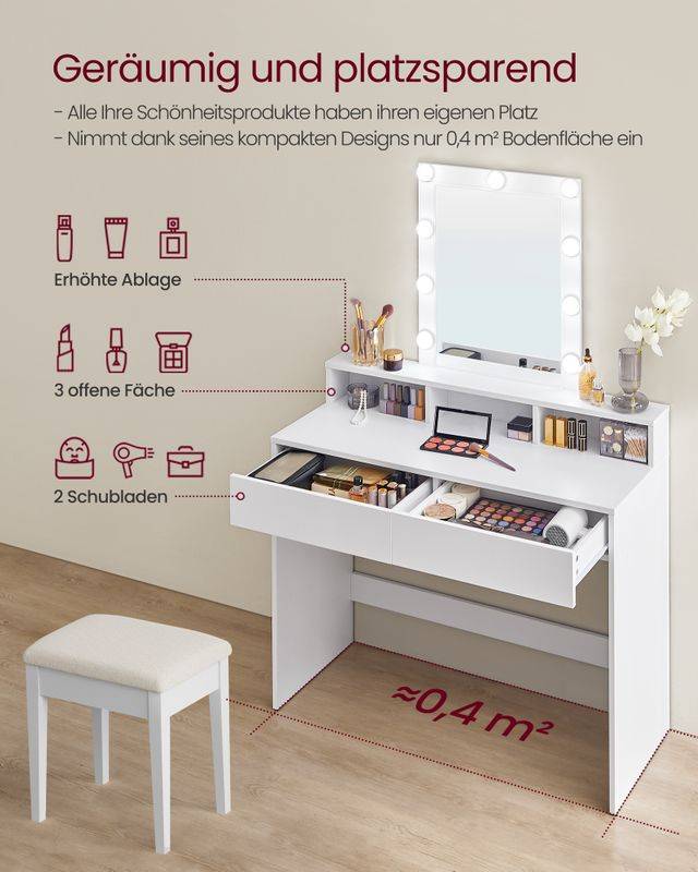 Songmics VASAGLE Schminktisch mit LED-Beleuchtung modern weiß Angebote