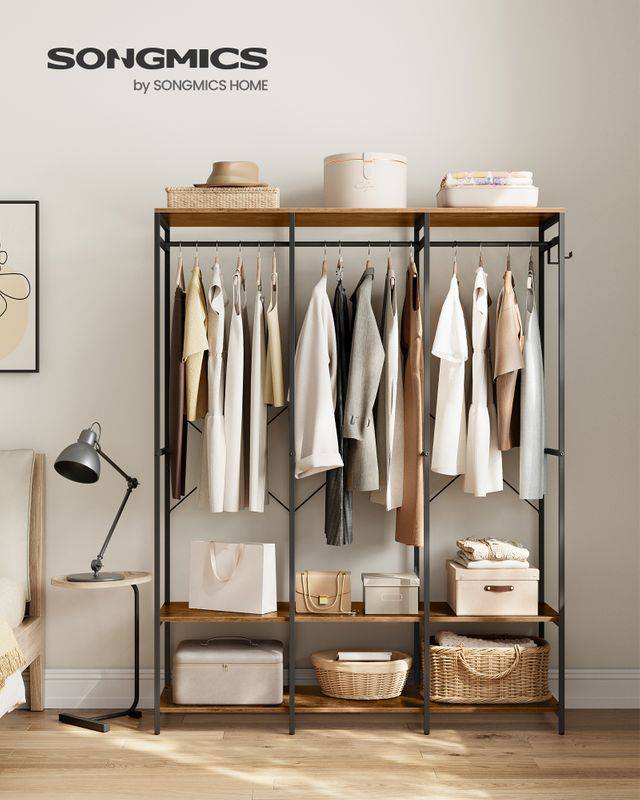 Songmics SONGMICS Kleiderschrank offen mit Kleiderstange und Haken im Angebot