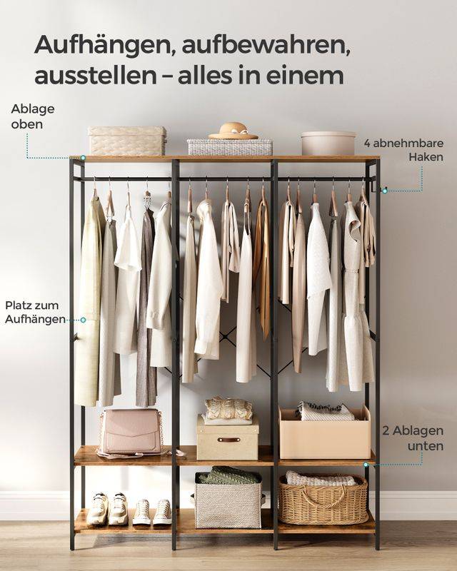 Songmics SONGMICS Kleiderschrank offen mit Kleiderstange und Haken im Angebot