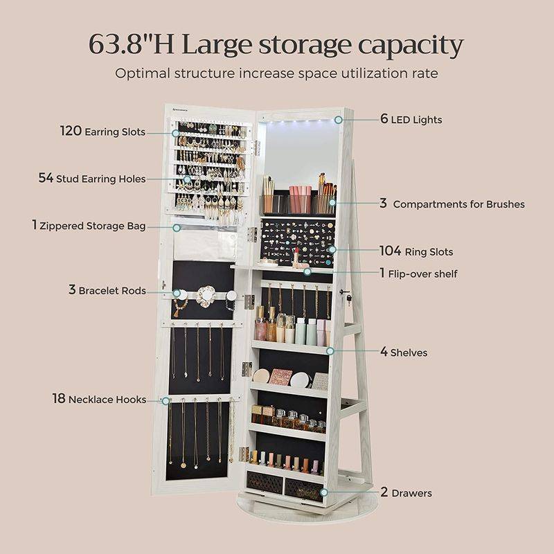 Songmics SONGMICS Schmuckschrank mit Spiegel Versandkostenfrei