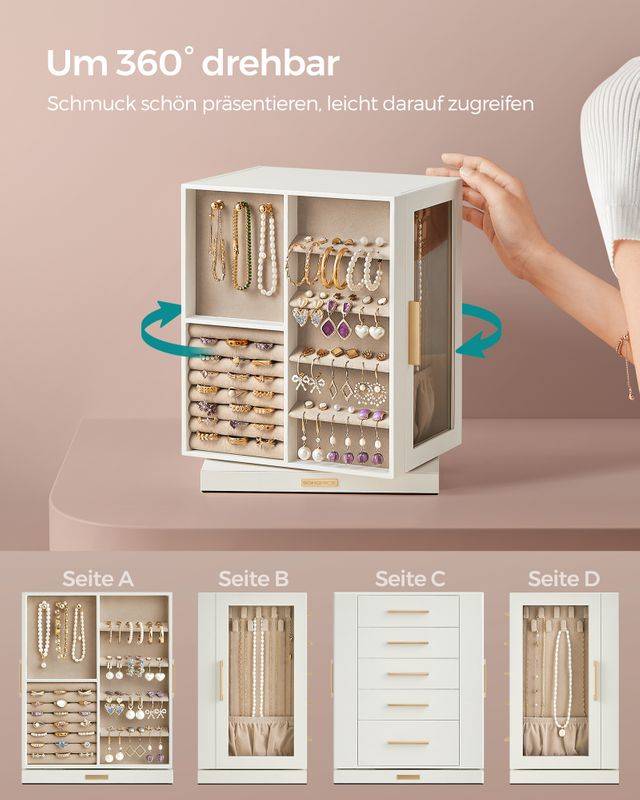 Songmics SONGMICS Schmuckkästchen 360° drehbar mit 5 Schubladen Black Friday