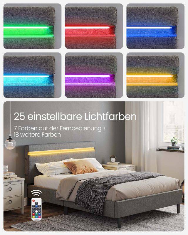 Songmics VASAGLE Doppelbett aus Metall mit Kopfteil Kostenlose Rückgabe