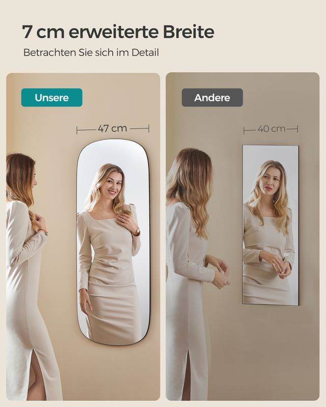 Songmics SONGMICS Wandspiegel mit gebogenen Ecken Neueste Stile