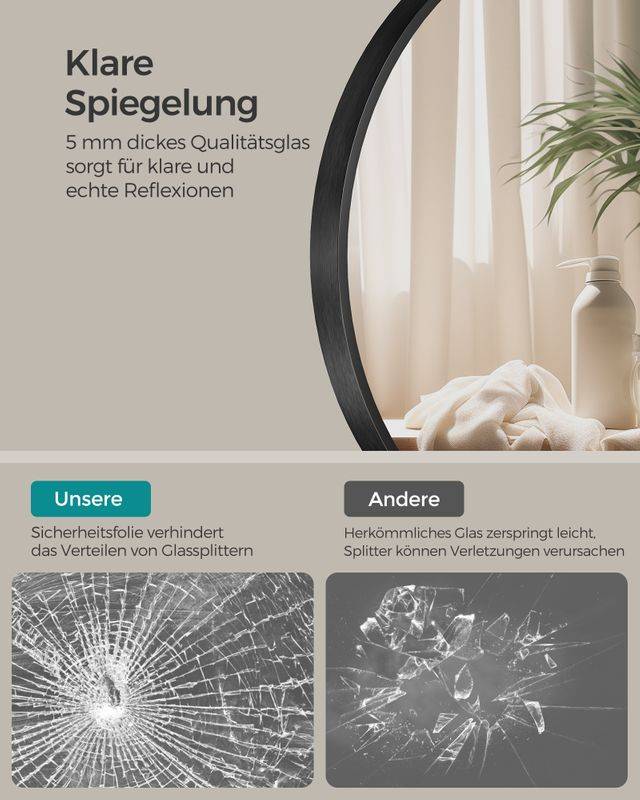 Songmics SONGMICS Wandspiegel modern einfache Montage tintenschwarz Letzte 2 Tage