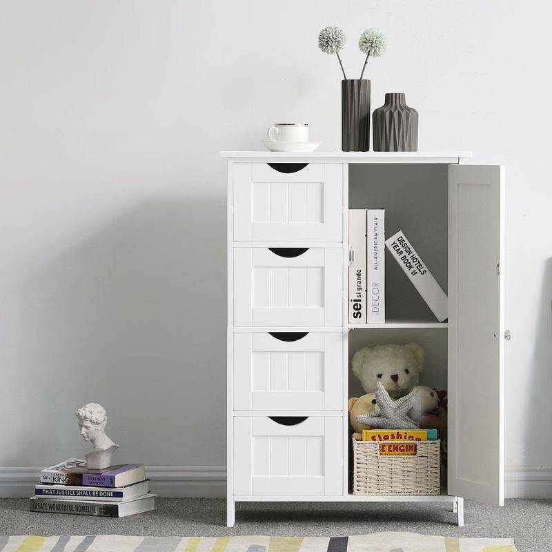 Songmics VASAGLE Badezimmerschrank mit 4 Schubladen und 1 Schrank mit verstellbarer Ablage Fabrikladen