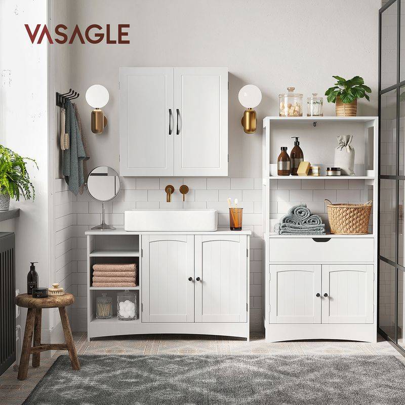 Songmics VASAGLE Waschbeckenunterschrank mit 2 Türen Weiß Black Friday Preise