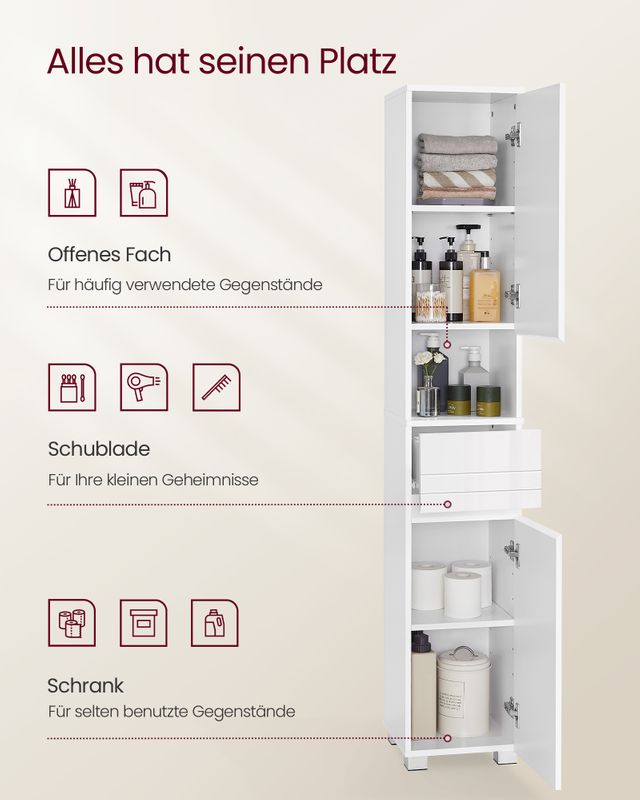 Songmics VASAGLE Badezimmerschrank mit verstellbaren Ablagen und offenem Fach 50% Rabatt für begrenzte Zeit
