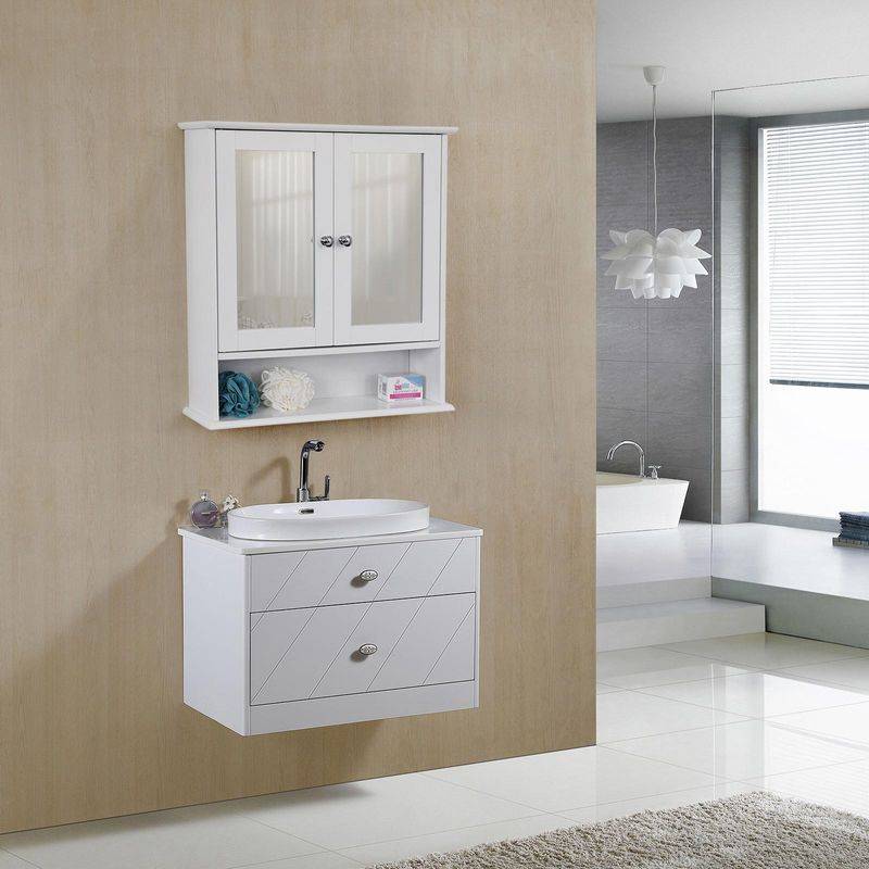 Songmics VASAGLE Spiegelschrank mit offenem Fach Wandmontage 2025