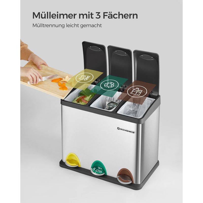 Songmics SONGMICS Mülleimer mit 3 getrennten Fächern im Angebot