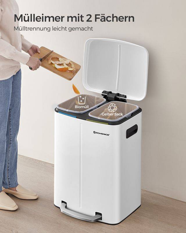 Songmics SONGMICS 40 L Mülleimer mit 2 Fächern Blitzverkäufe