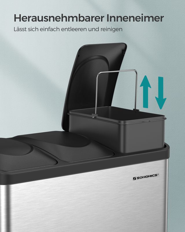 Songmics SONGMICS Großer Mülltrenner 45 Liter (3 x 15 L) Kostenloser Versand