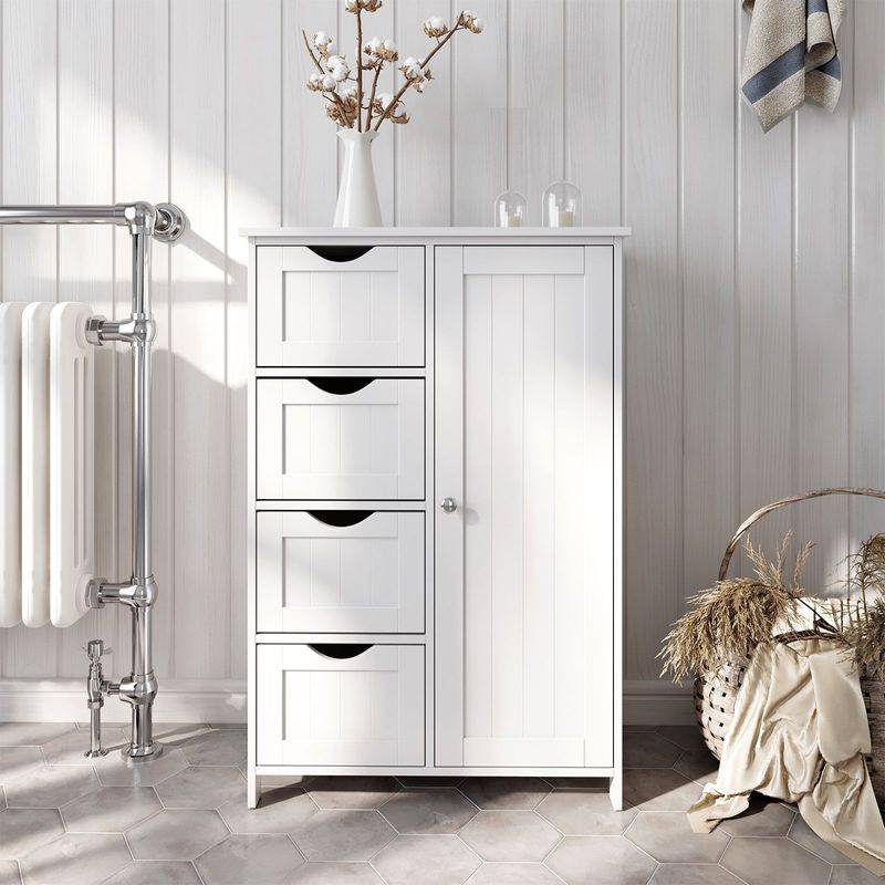 Songmics VASAGLE Badezimmerschrank mit 4 Schubladen und 1 Schrank mit verstellbarer Ablage Sonderangebot