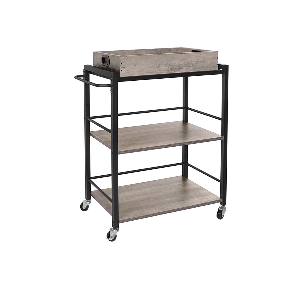 Songmics VASAGLE Küchenwagen 65 x 40 x 86 cm greige-schwarz