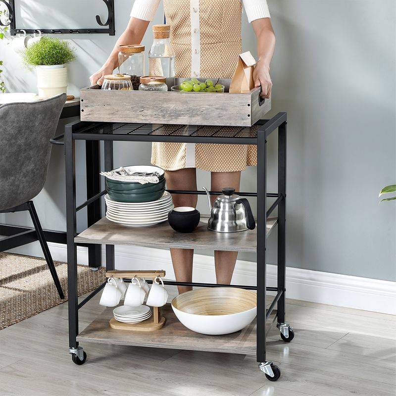 Songmics VASAGLE Küchenwagen 65 x 40 x 86 cm greige-schwarz Sonderangebote