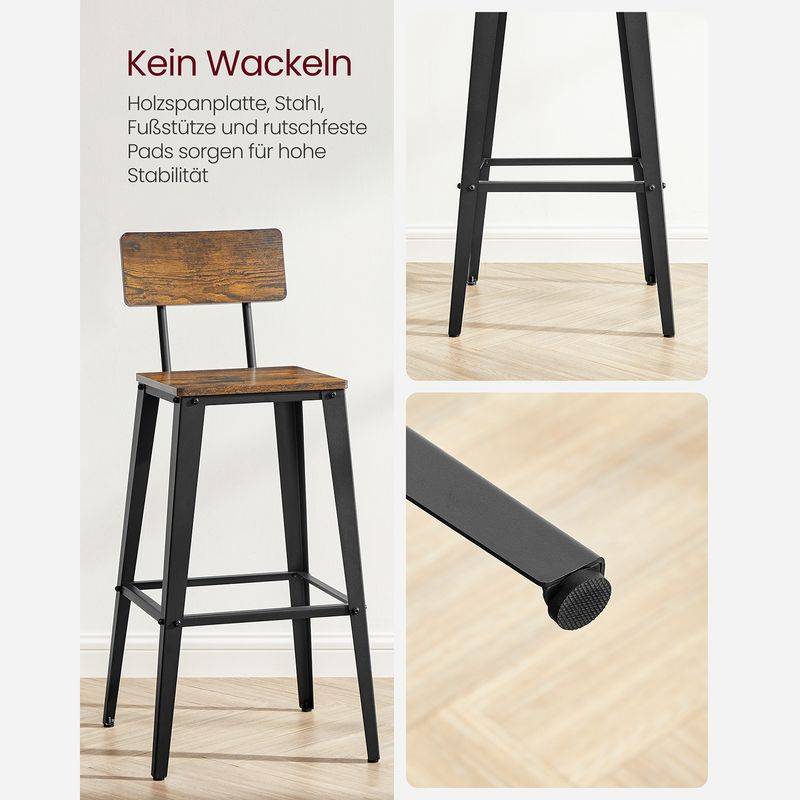 Songmics VASAGLE 2er Set Barhocker mit Rückenlehne Neueste Stile
