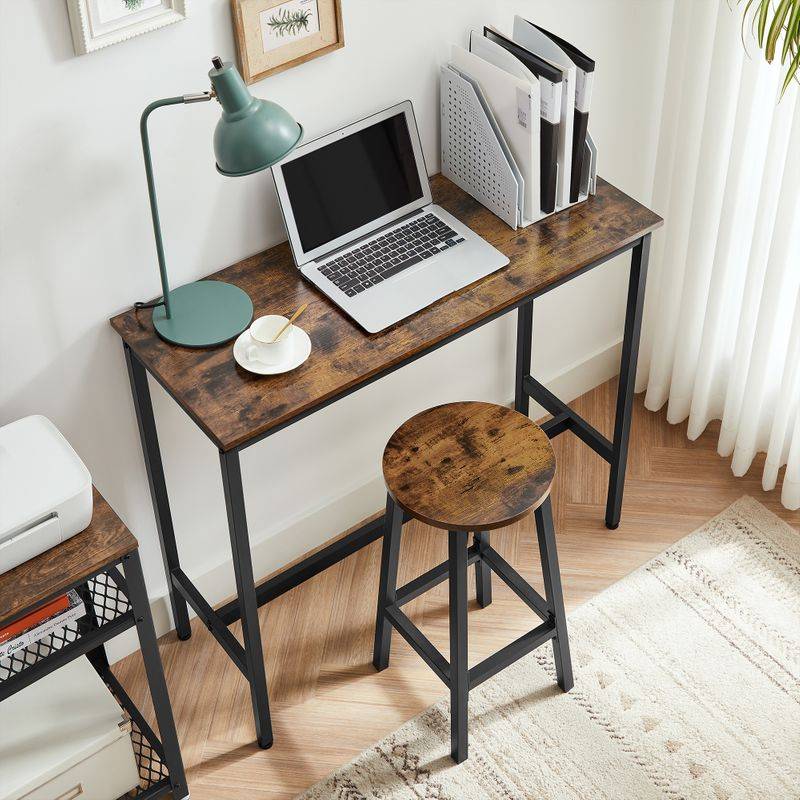 Songmics VASAGLE Bartisch-Set mit 2 Barhockern vintagebraun-schwarz 50% Rabatt für begrenzte Zeit
