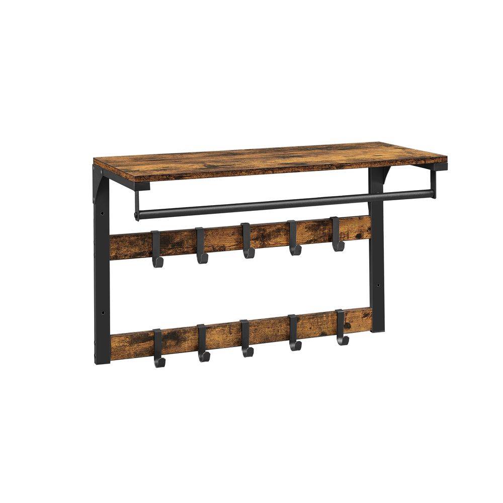 Songmics VASAGLE Wandgarderobe mit Ablage und 10 abnehmbaren Haken