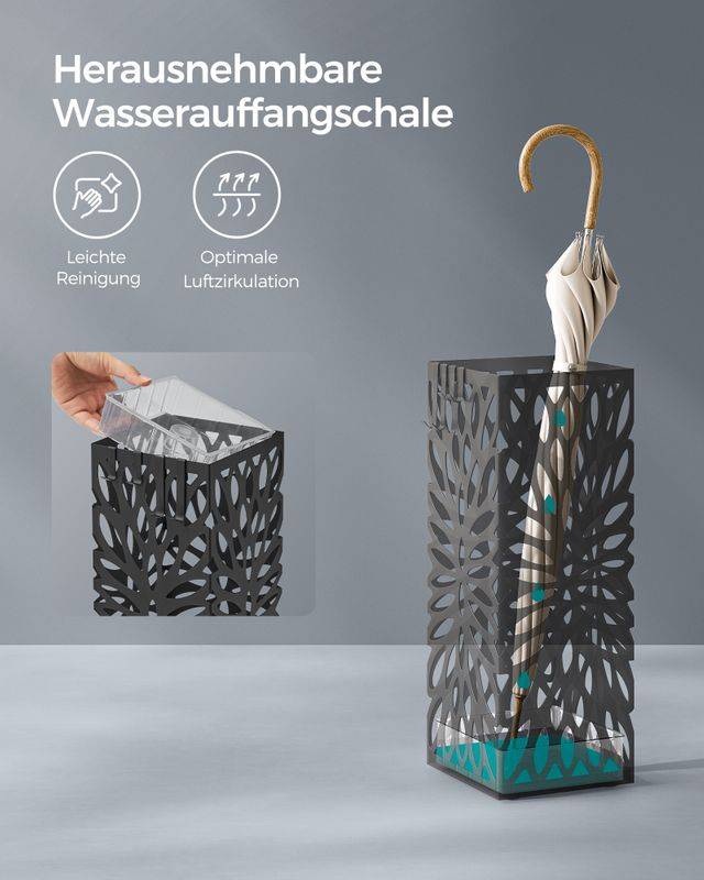 Songmics SONGMICS Regenschirmständer aus Metall 4 Haken schwarz Zeitlich begrenztes Angebot