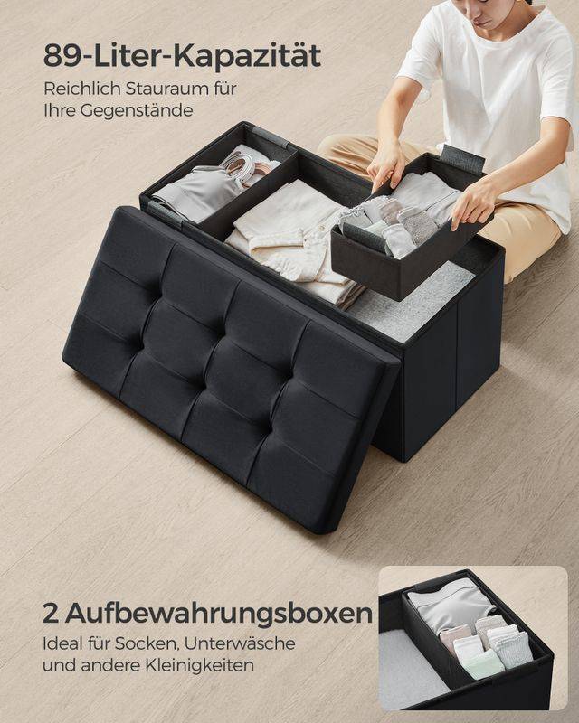 Songmics SONGMICS Sitzbank mit Stauraum aus Samt für Flur Räumungsverkauf