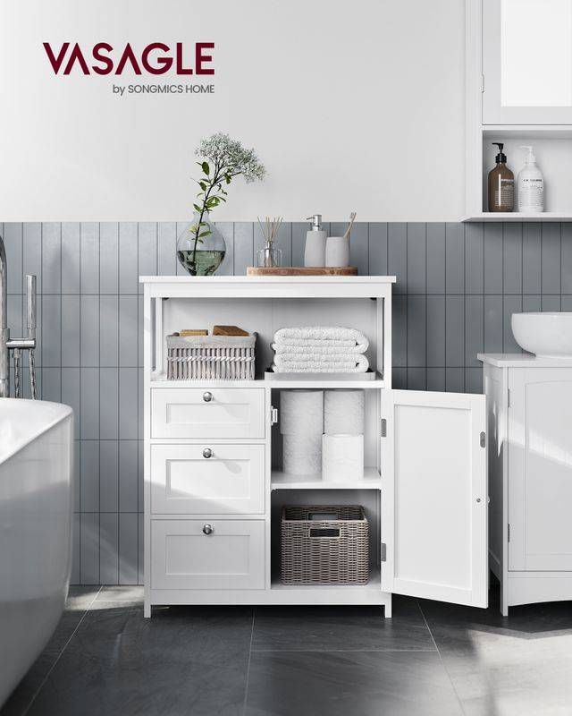 Songmics VASAGLE Badezimmerschrank 30 x 60 x 80 cm mit 3 Schubladen Bis zu 60% Rabatt