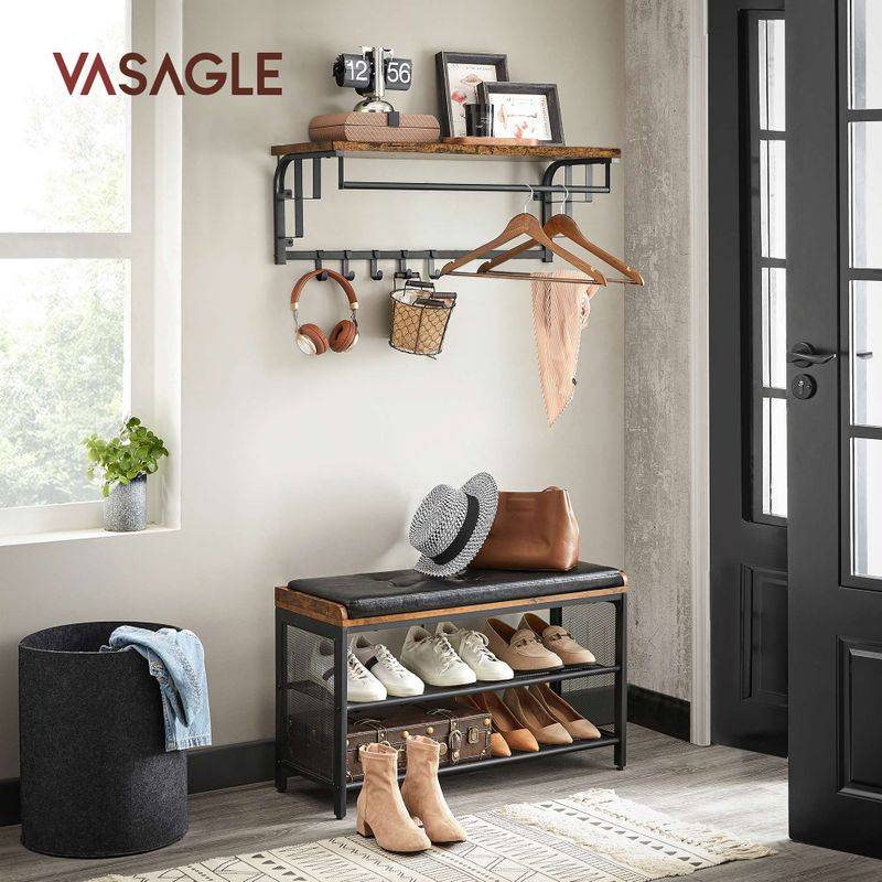 Songmics VASAGLE Wandgarderobe mit Ablage und 5 abnehmbaren Haken 50% Rabatt mit kostenlosem Versand