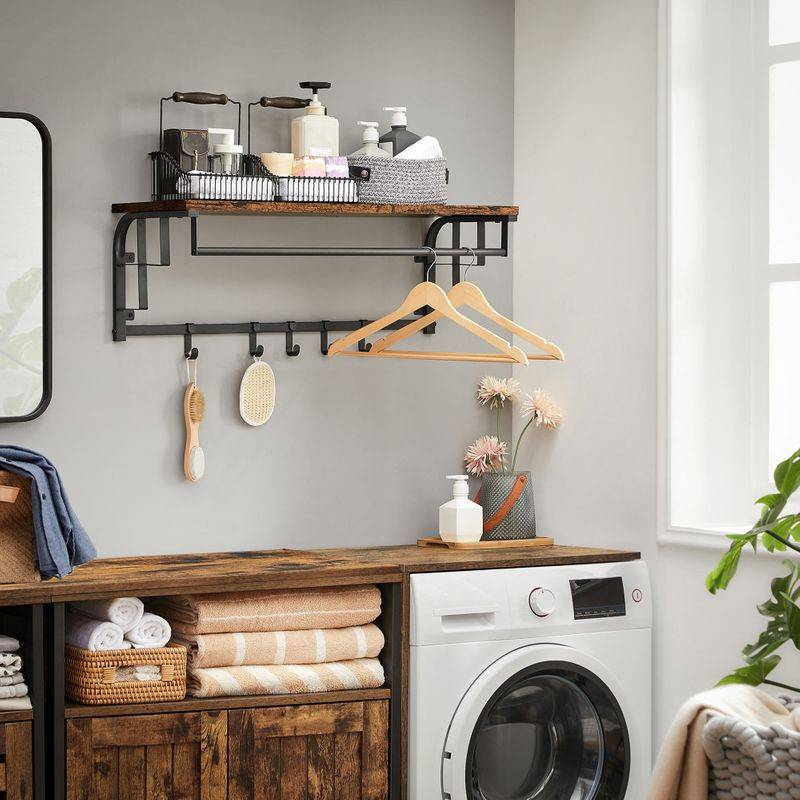 Songmics VASAGLE Wandgarderobe mit Ablage und 5 abnehmbaren Haken 50% Rabatt mit kostenlosem Versand