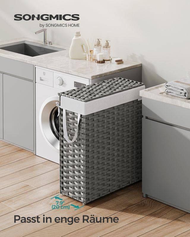 Songmics SONGMICS Wäschekorb aus synthetischem Rattan mit Deckel zollfrei