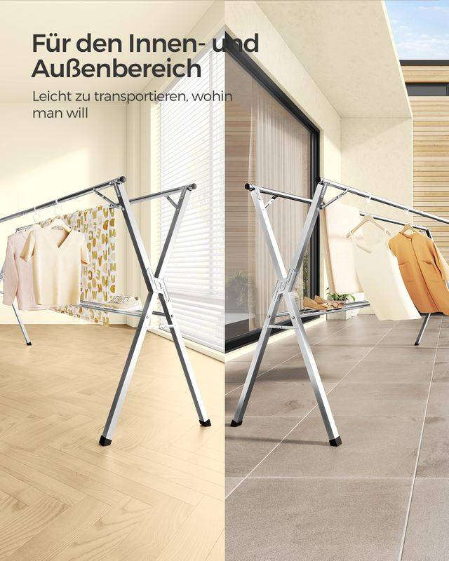 Songmics SONGMICS Wäscheständer 133-200 cm ausziehbar und freistehend Outlet