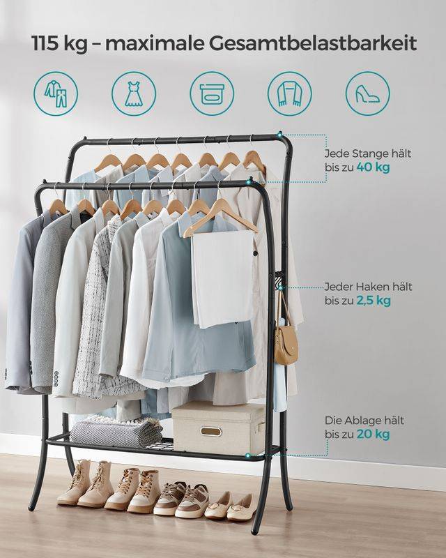 Songmics SONGMICS Garderobe aus Metall mit 6 Haken tintenschwarz Auslauf