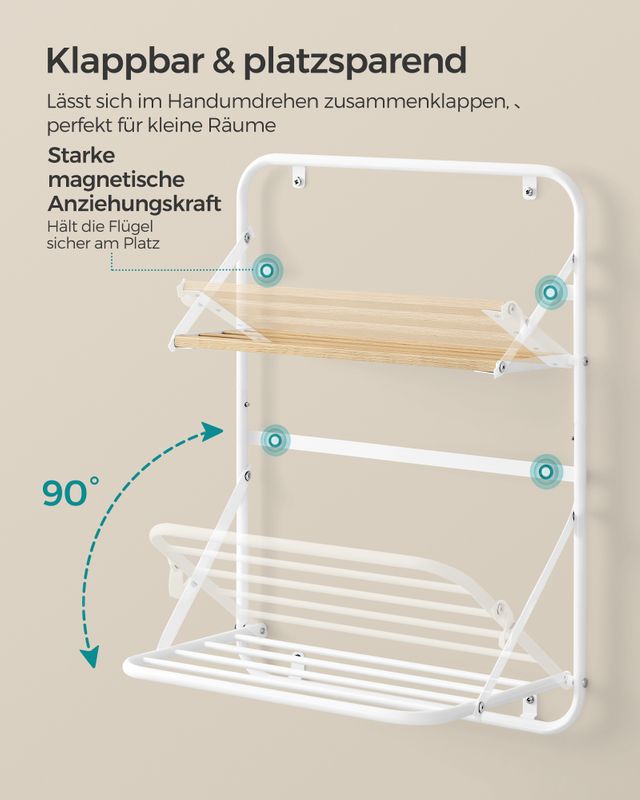 Songmics SONGMICS Wandtrockner mit Ablagen und Hängestangen Schlussverkauf