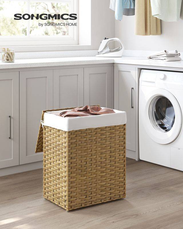 Songmics SONGMICS Handgeflochtener Wäschekorb aus synthetischem Rattan Fabrikverkauf