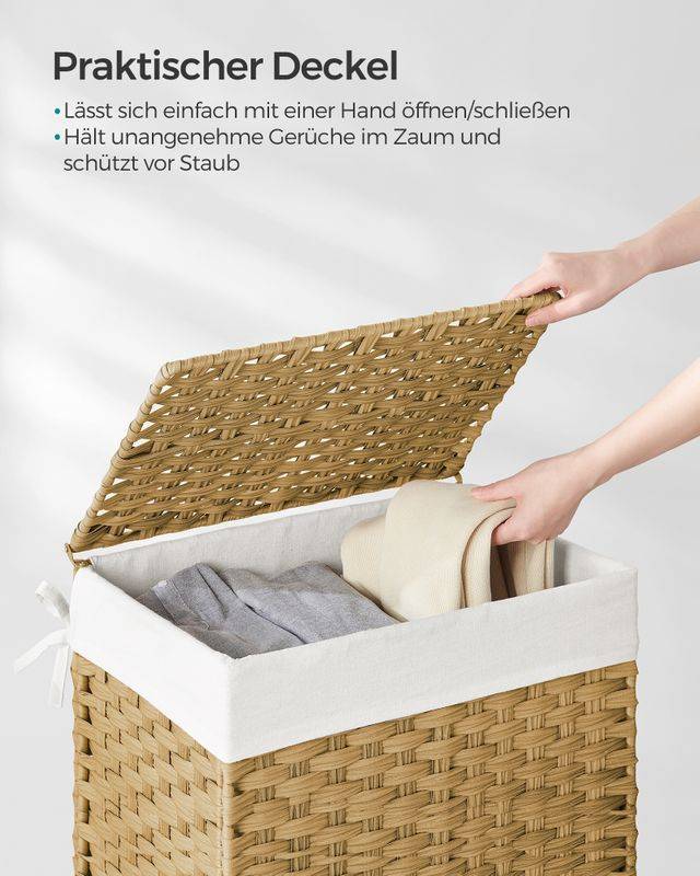 Songmics SONGMICS Handgeflochtener Wäschekorb aus synthetischem Rattan Fabrikverkauf
