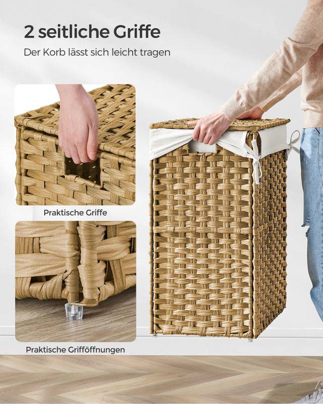 Songmics SONGMICS Handgeflochtener Wäschekorb aus synthetischem Rattan Fabrikverkauf