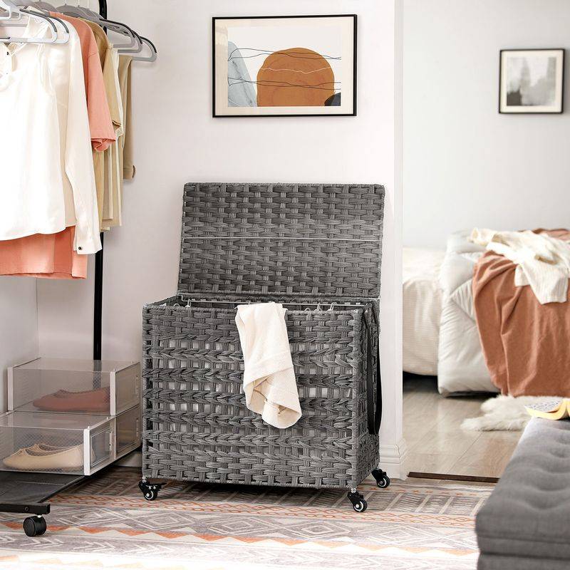 Songmics SONGMICS Handgeflochtener Wäschekorb aus Polyrattan Fabrikpreis