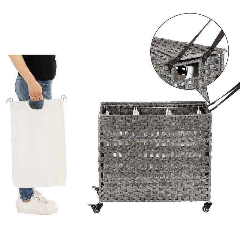 Songmics SONGMICS Handgeflochtener Wäschekorb aus Polyrattan Fabrikpreis