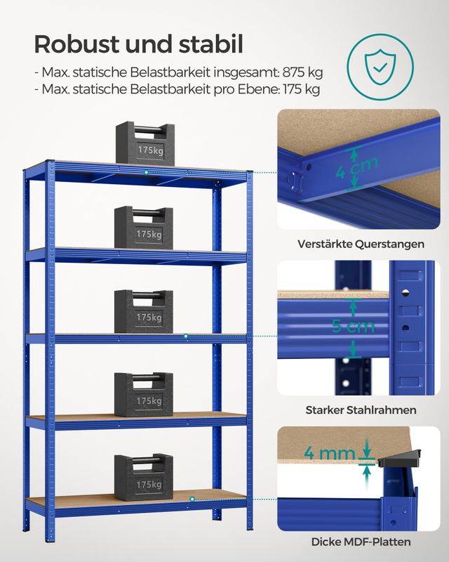 Songmics SONGMICS Schwerlastregal mit 5 verstellbaren Ablagen Online Shopping