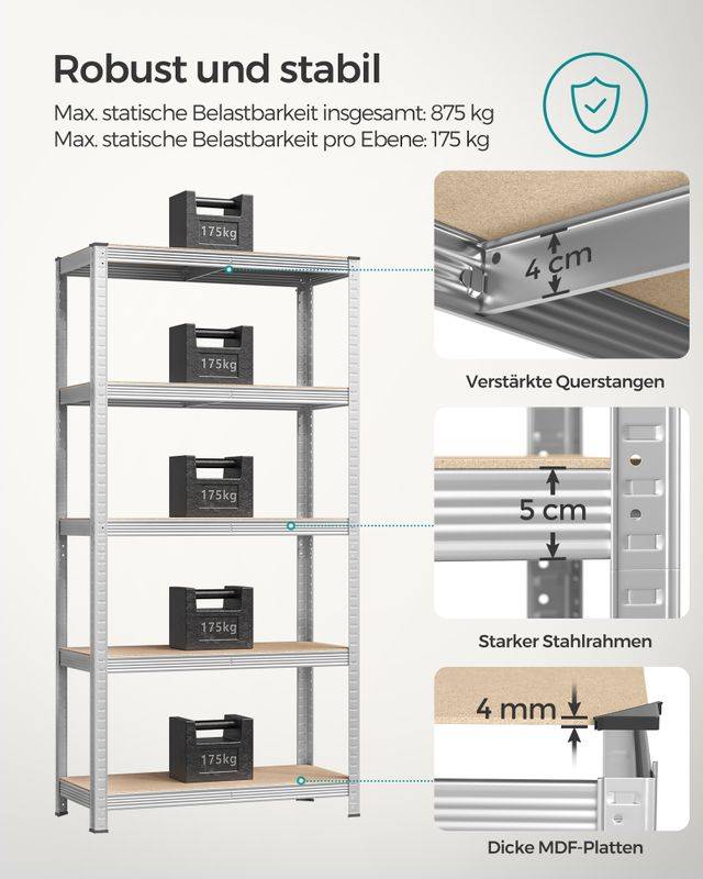 Songmics SONGMICS Schwerlastregal mit 5 verstellbaren Ablagen Saisonschlussverkauf