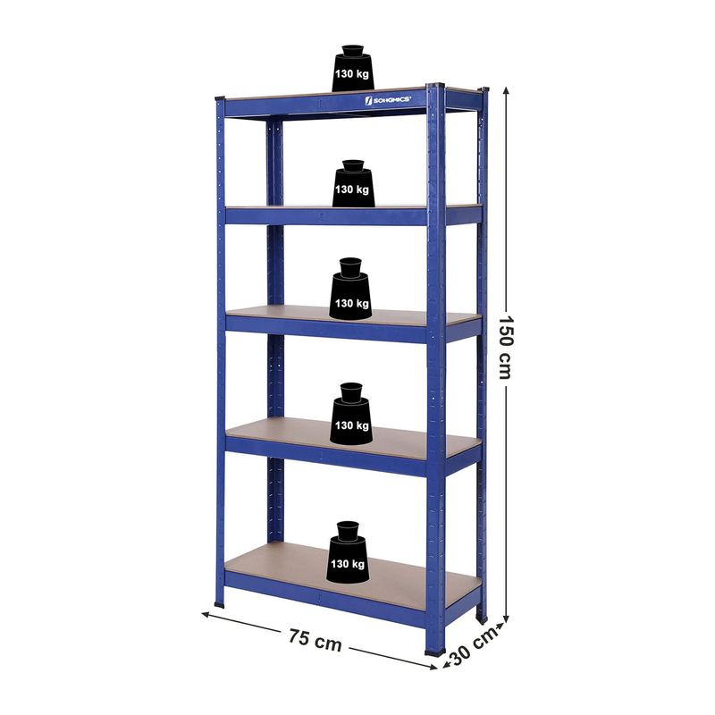 Songmics SONGMICS 2er Set Schwerlast-Regal 150 cm hoch blau Weihnachtsangebot