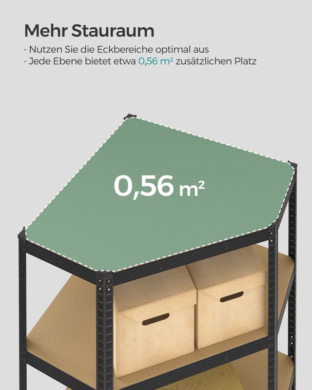 Songmics SONGMICS Eckregal bis 875 kg belastbar tintenschwarz-naturbeige Muttertagsangebot