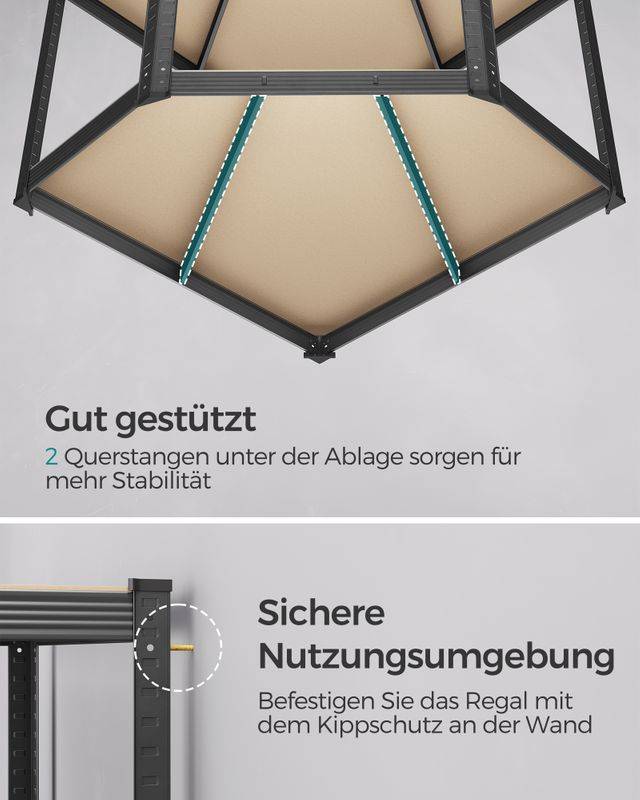 Songmics SONGMICS Eckregal bis 875 kg belastbar tintenschwarz-naturbeige Muttertagsangebot