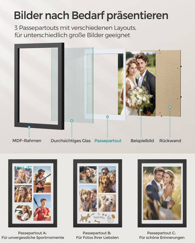 Songmics SONGMICS Bilderrahmen A4 für mehere Bilder eschenschwarz VIP-Rabatte