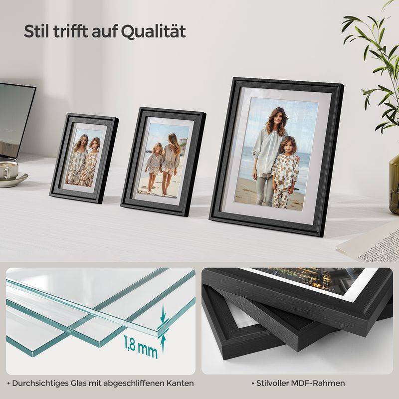 Songmics SONGMICS Bilderrahmen 7er Set mit spurenlosen Wandhaken aschschwarz Kostenlose Rückgabe