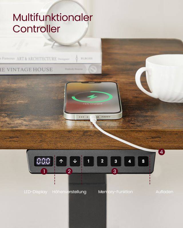 Songmics VASAGLE Höhenverstellbarer Schreibtisch elektrisch mit Memory-Funktion Zeitbegrenzte Promotion